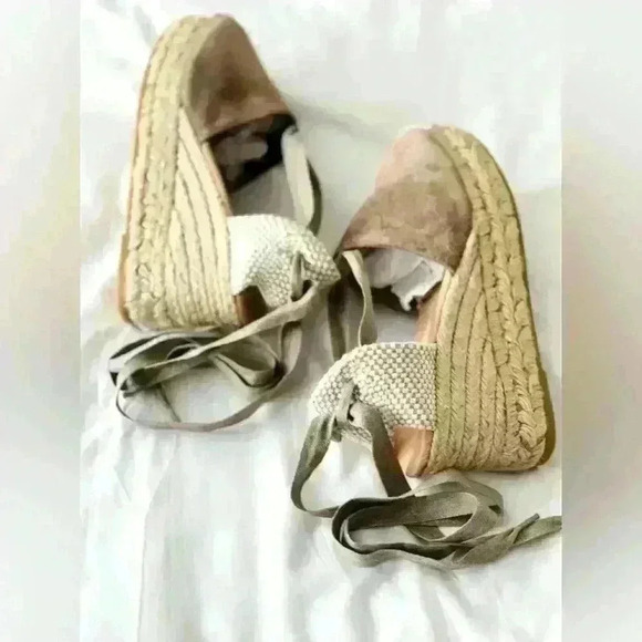 Lara Espadrilles Closed Toe Wedge Tie-Up Sandal Size 38 or US 7 - Picture 6 of 11